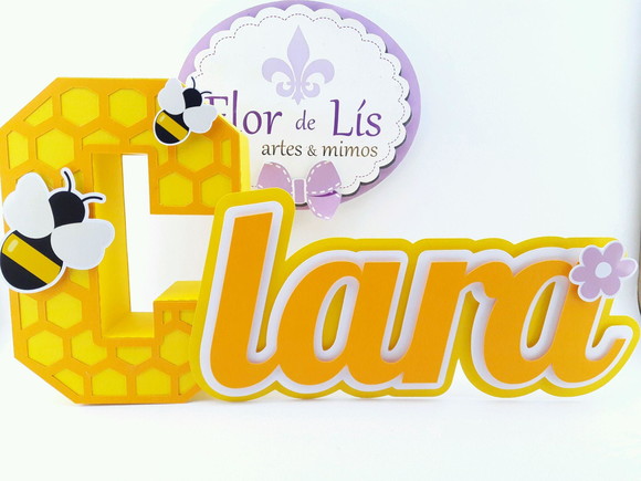 Letra 3d Cursiva Abelha Nome Decorativo