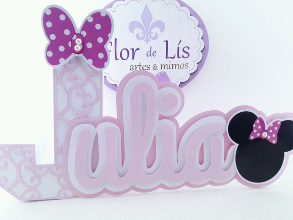 Letra 3d Cursiva Minnie Rosa