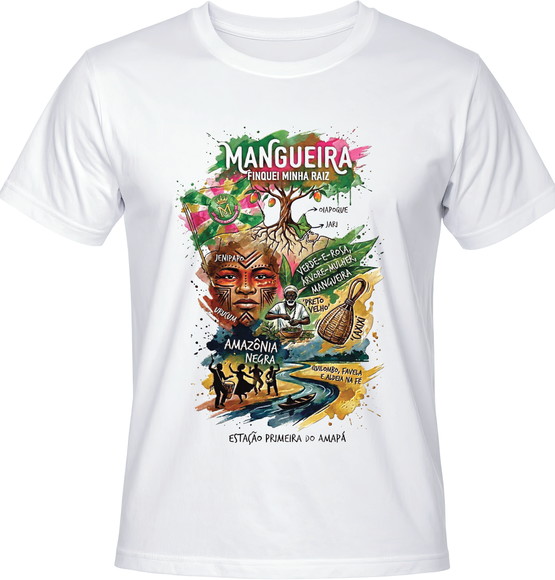 Camiseta Carnaval Mangueira 2026 Finquei Minha Raiz Amazônia