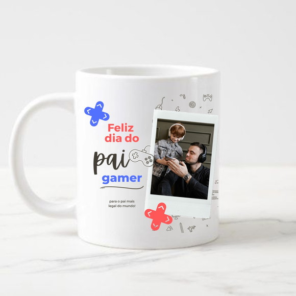 Caneca Pai Gamer Personalizada com Foto