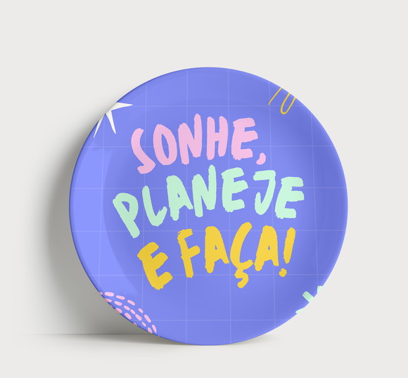 Prato Decorativo Frase Sonhe, Planeje e Faça