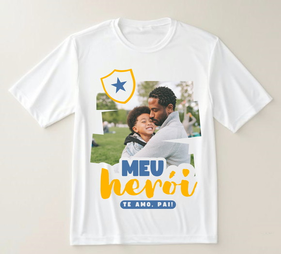 Camiseta Meu Herói Te Amo Pai Personalizada com Foto
