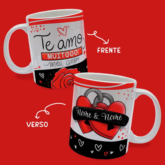 Caneca Dia dos Namorados Te Amo Personalizada com Nome