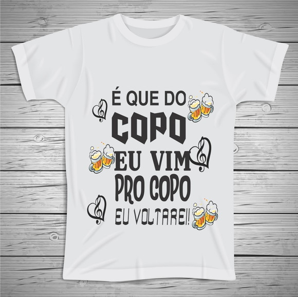 Camiseta Divertida Do Copo Eu Vim