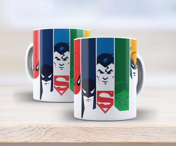Caneca Porcelana Super Heróis