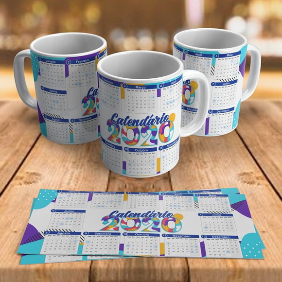 Caneca Porcelana Calendário 2020