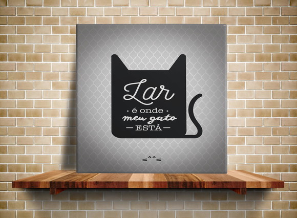 Azulejo Decorativo Lar é Onde meu Gato Está