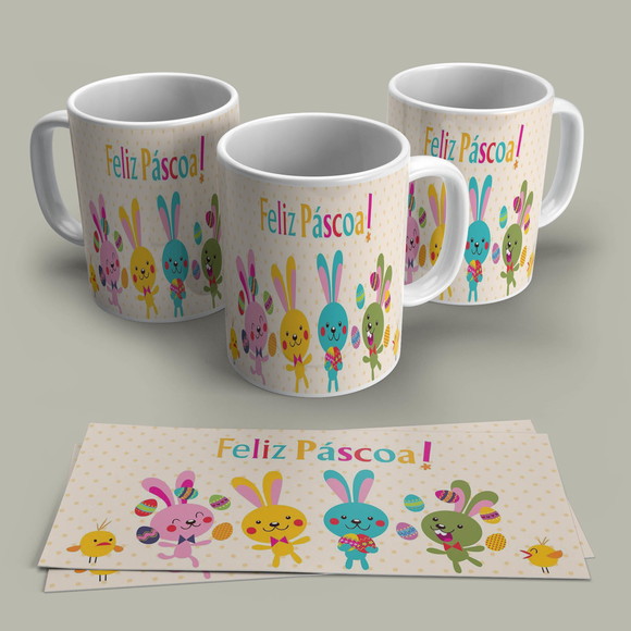 Caneca de Porcelana Feliz Páscoa
