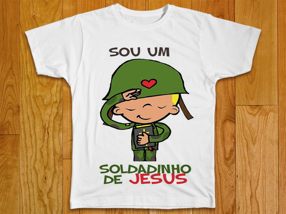 Camiseta Infantil Sou Um Soldadinho de Jesus