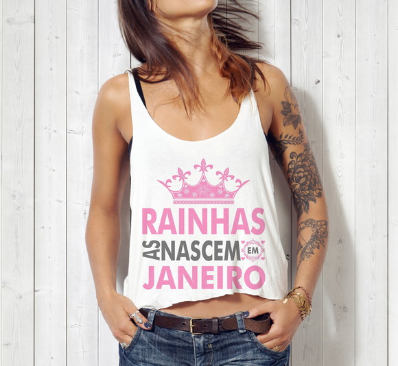 Blusa Cropped As Rainhas Nascem em Janeiro
