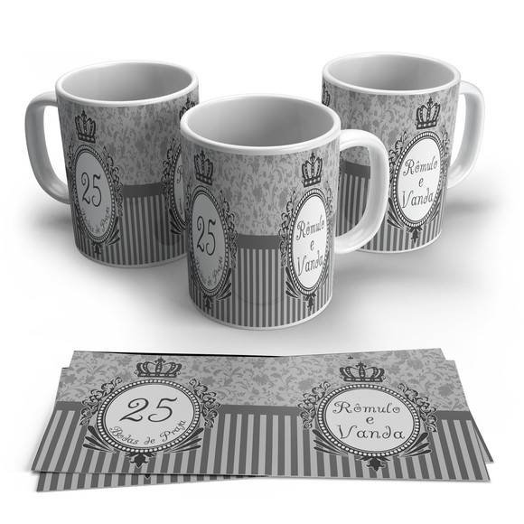 Caneca Porcelana Bodas de Prata