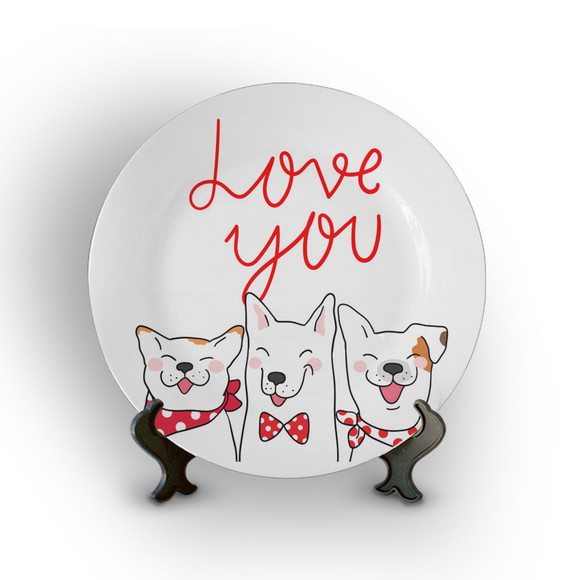 Prato Decorativo Love You Dogs