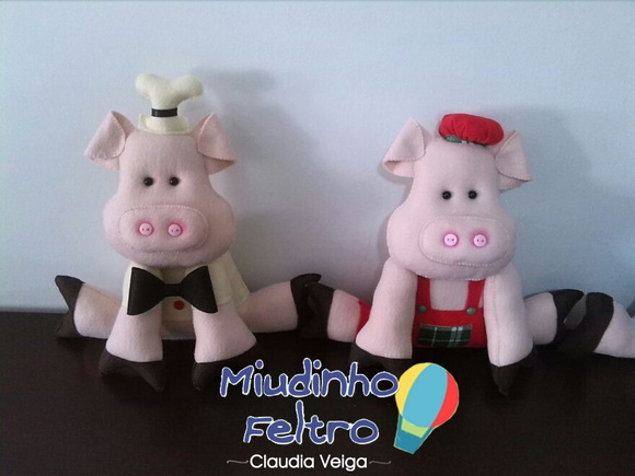 3 Porquinhos em Feltro