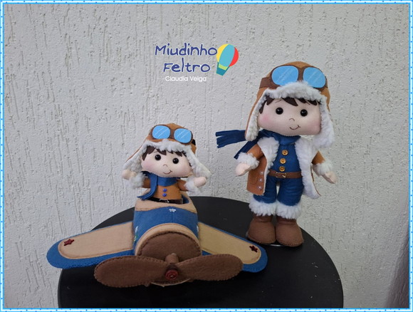 Aviador e Avião em Feltro