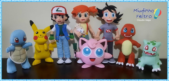 Kit Pokemon em Feltro - 8 Peças