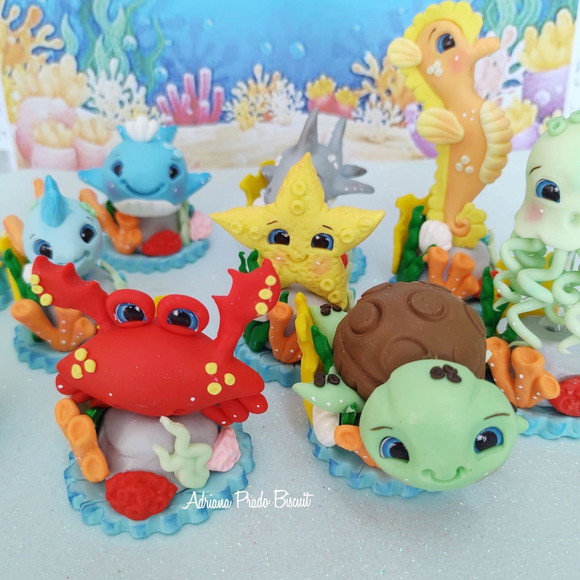 Apliques em Biscuit Tema Fundo do Mar