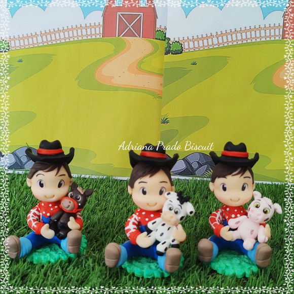 Apliques em Biscuit Tema Menino Fazendeiro