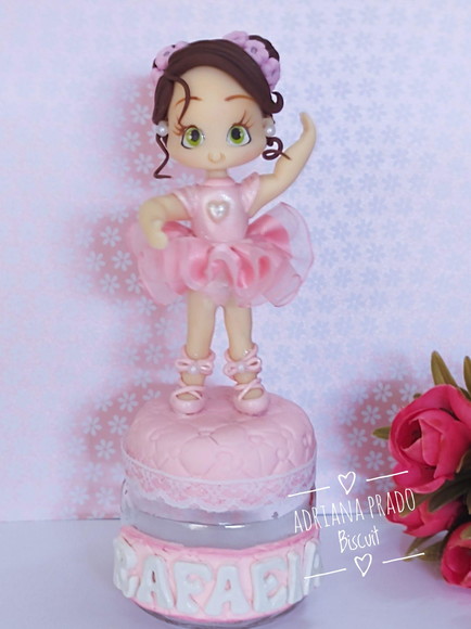 Bailarina Lembrancinha Pote de Vidro com Biscuit