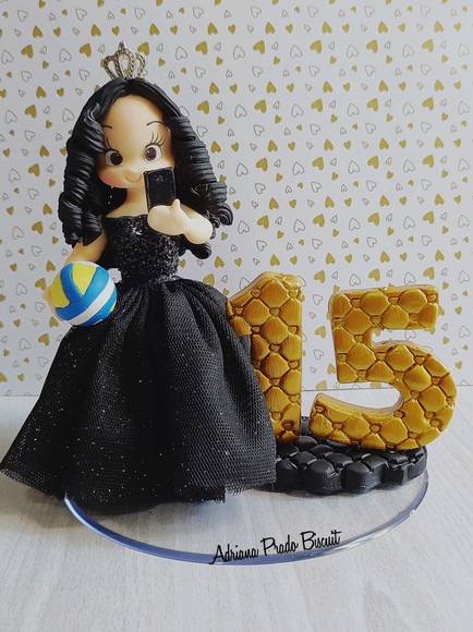 Topo de Bolo em Biscuit 15 Anos