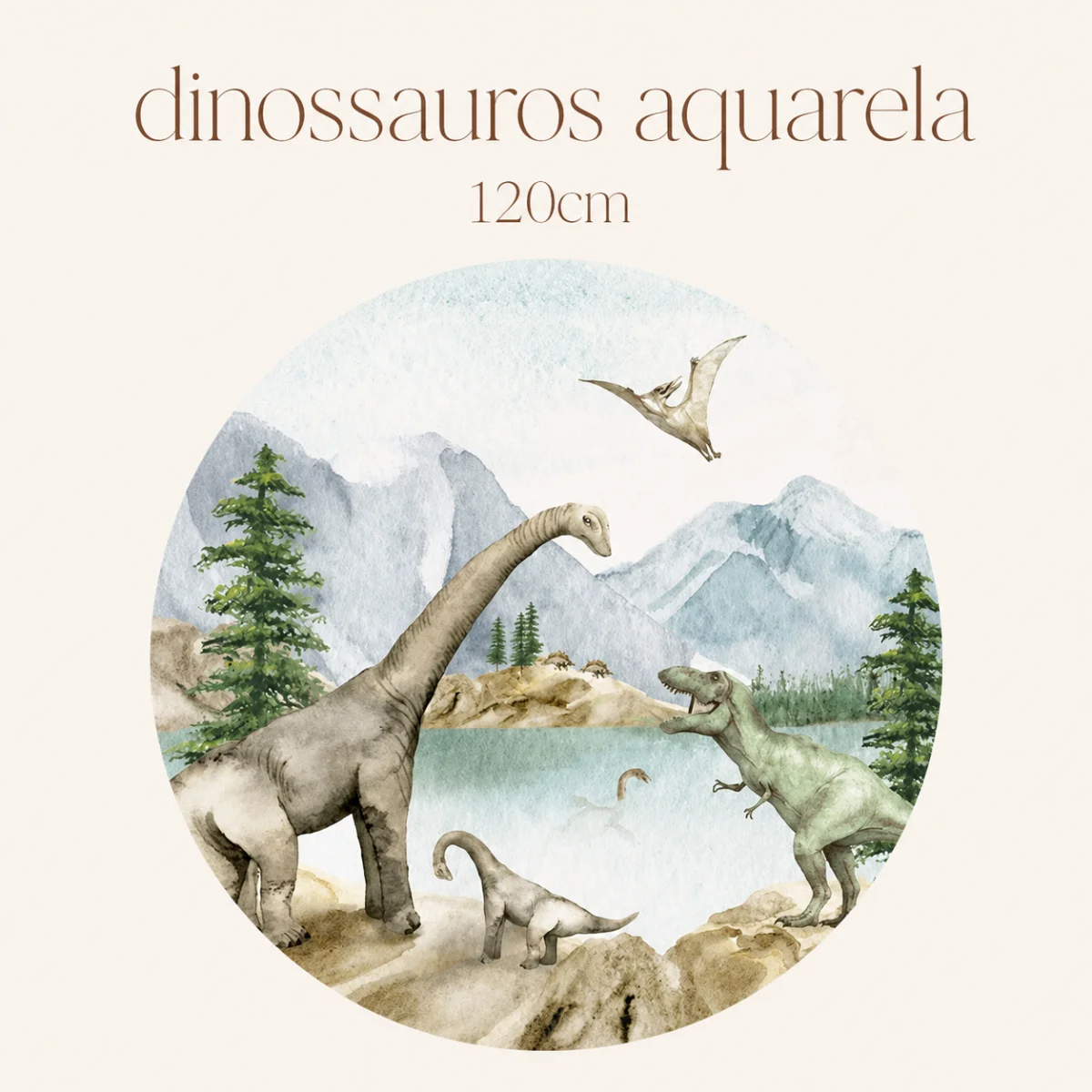 Adesivo de Parede Infantil Dinossauros Aquarela - Imagem 2