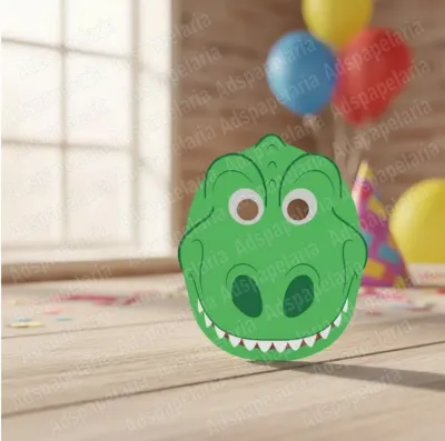 Mascara de Papel Dinossauro verde
