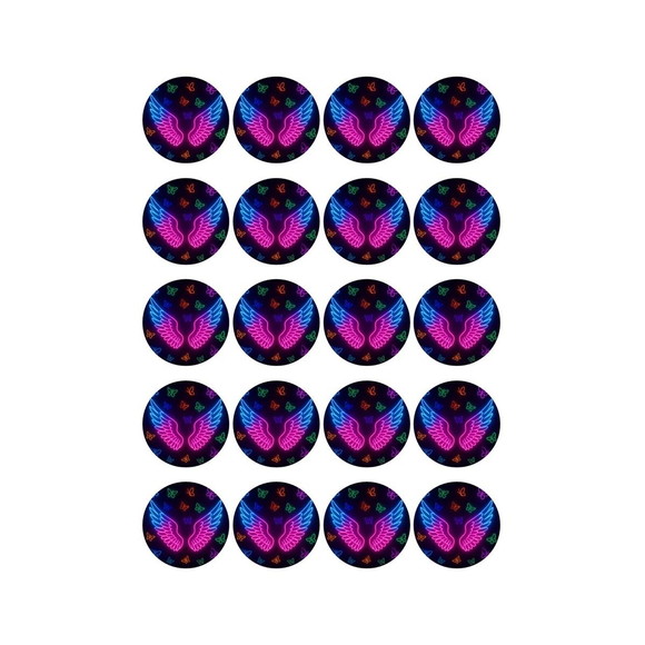 Adesivo Personalizado Latinha 5cm Asas Neon