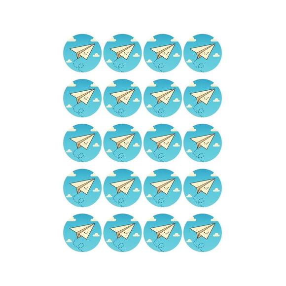 Adesivo Personalizado Latinha 5cm Aviãozinho de Papel