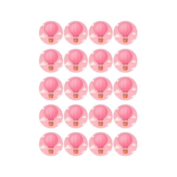 Adesivo Personalizado Latinha 5cm Balão de Ar Rosa