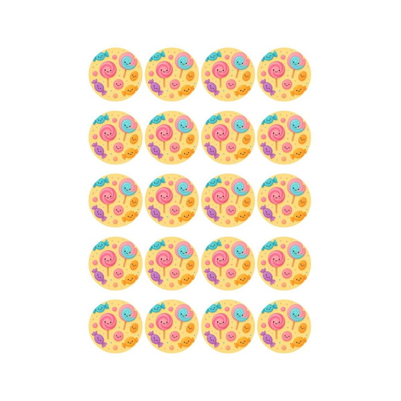 Adesivo Personalizado Latinha 5cm Balas e Pirulitos