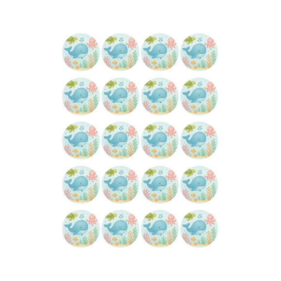 Adesivo Personalizado Latinha 5cm Baleia Aquarela - Imagem 2