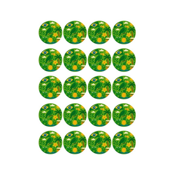 Adesivo Personalizado Latinha 5cm Brasil Verde Amarelo