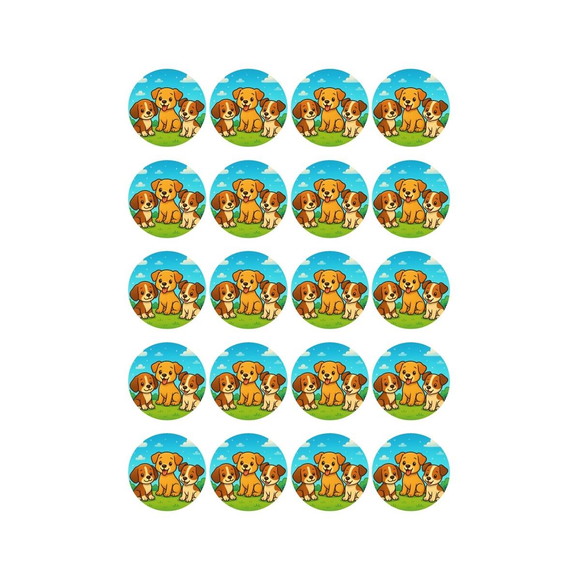 Adesivo Personalizado Latinha 5cm Cachorrinhos - Imagem 2