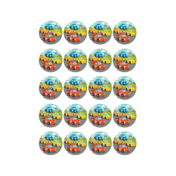 Adesivo Personalizado Latinha 5cm Carros de Corridas
