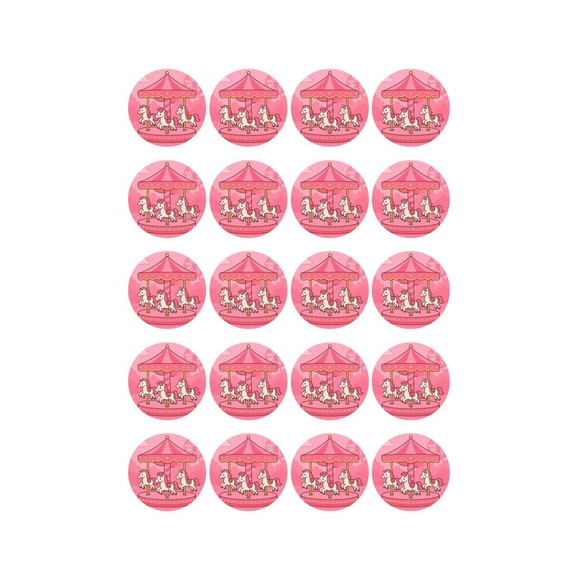 Adesivo Personalizado Latinha 5cm Carrossel Rosa - Imagem 4