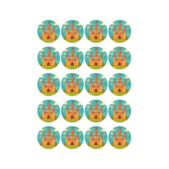 Adesivo Personalizado Latinha 5cm Castelo Encantado - Imagem 2