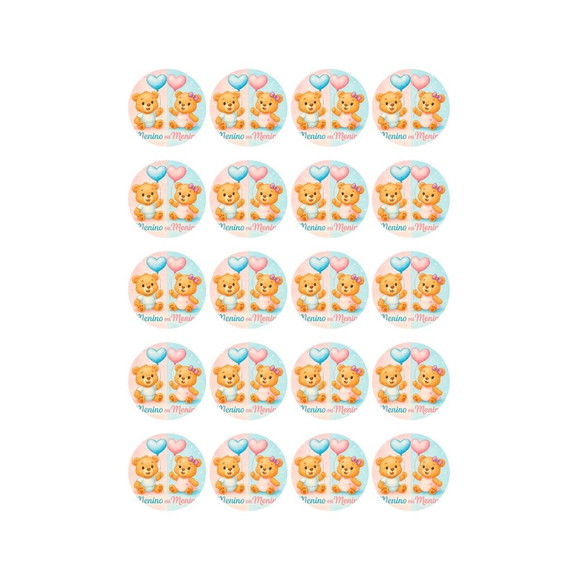 Adesivo Personalizado Latinha 5cm Chá de Revelação