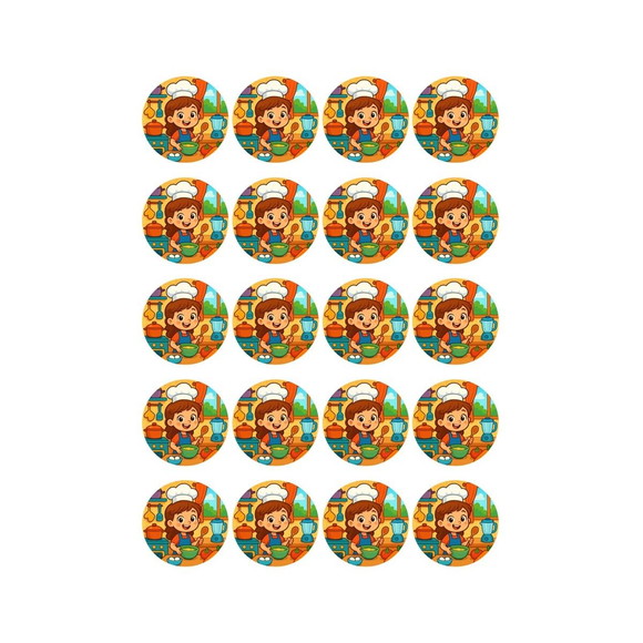 Adesivo Personalizado Latinha 5cm Cozinha Kids - Imagem 2