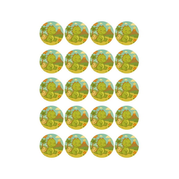 Adesivo Personalizado Latinha 5cm Dinossauro Baby - Imagem 2