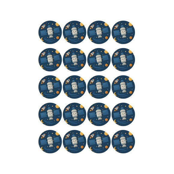 Adesivo Personalizado Latinha 5cm Estação Espacial - Imagem 5