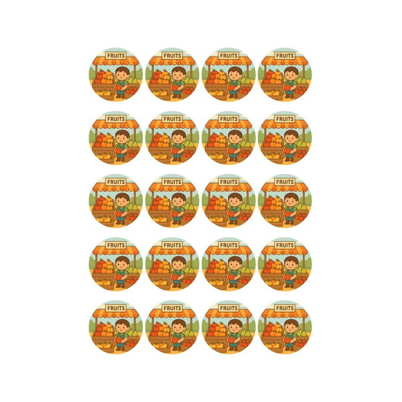 Adesivo Personalizado Latinha 5cm Feira de Frutas - Imagem 5
