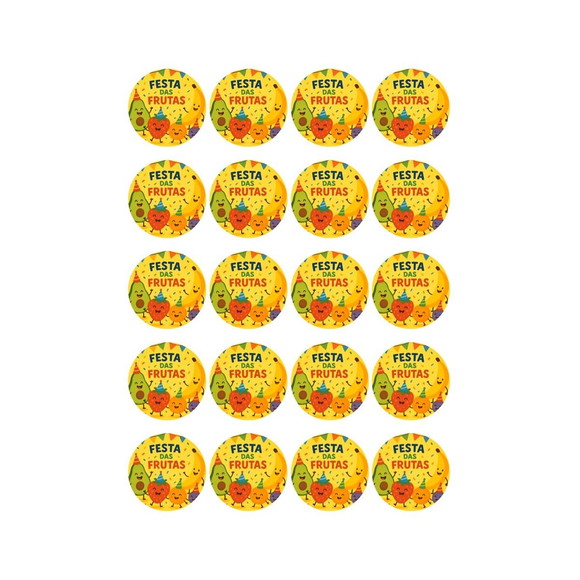 Adesivo Personalizado Latinha 5cm Festa das Frutas