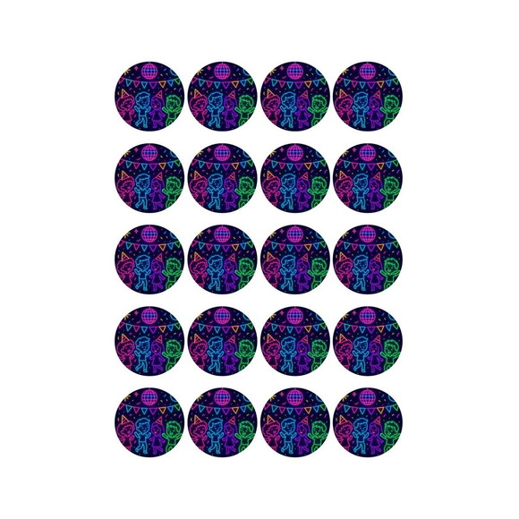 Adesivo Personalizado Latinha 5cm Festa Neon - Imagem 5