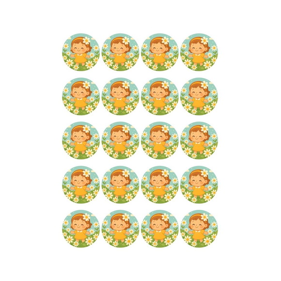 Adesivo Personalizado Latinha 5cm Jardim das Margaridas - Imagem 2