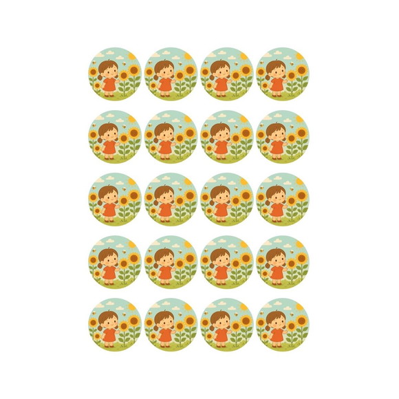 Adesivo Personalizado Latinha 5cm Jardim dos Girassóis - Imagem 5