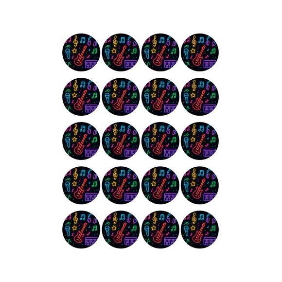 Adesivo Personalizado Latinha 5cm Neon Musical - Imagem 3