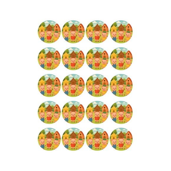 Adesivo Personalizado Latinha 5cm os Três Porquinhos - Imagem 2