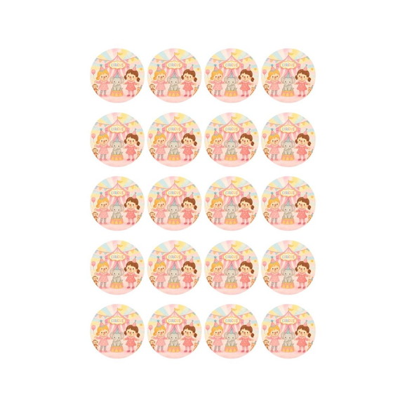 Adesivo Personalizado Latinha 5cm Palhacinhas Aquarela - Imagem 4