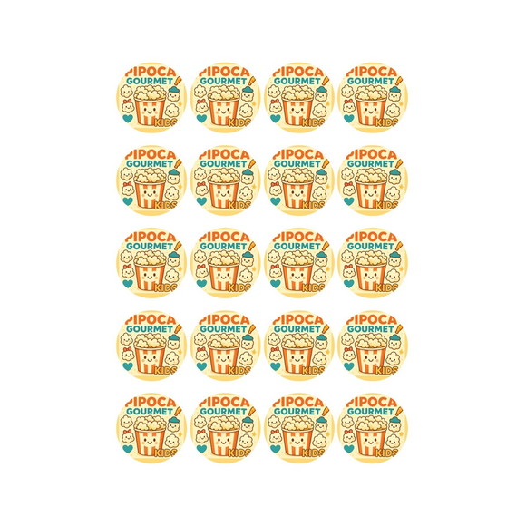 Adesivo Personalizado Latinha 5cm Pipoca Gourmet Kids