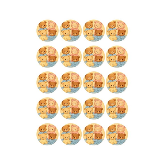 Adesivo Personalizado Latinha 5cm Ursinhos de Pijama