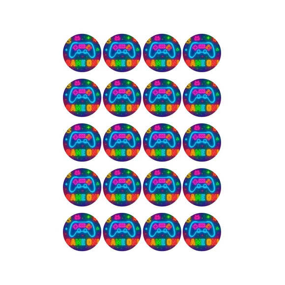 Adesivo Personalizado Latinha 5cm Video Game Neon - Imagem 2